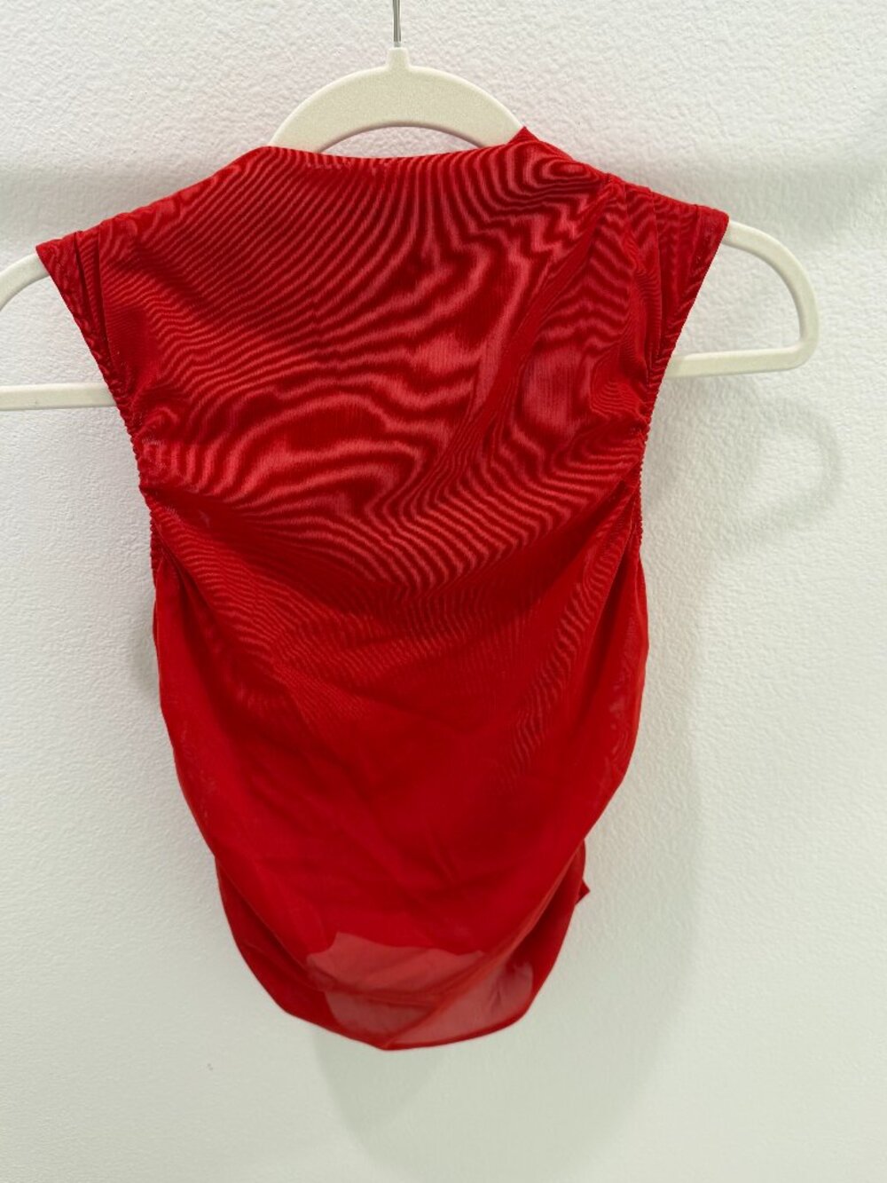 Miaou Red Ruched Bodysuit Nylon Mesh Size S